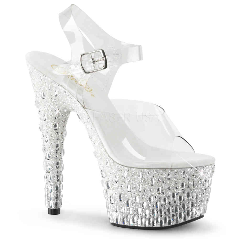 Pleaser - ADORE-708MR-5 Knöchelriemen-Sandale, Poledance Schuhe - Pole dance schuhe - Weiß